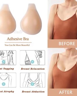 Large Size Silicone Sticky Bra, Adhesive Bra with Gather Front Clip Strong Stickiness Reusable Adhesive Bras for Women